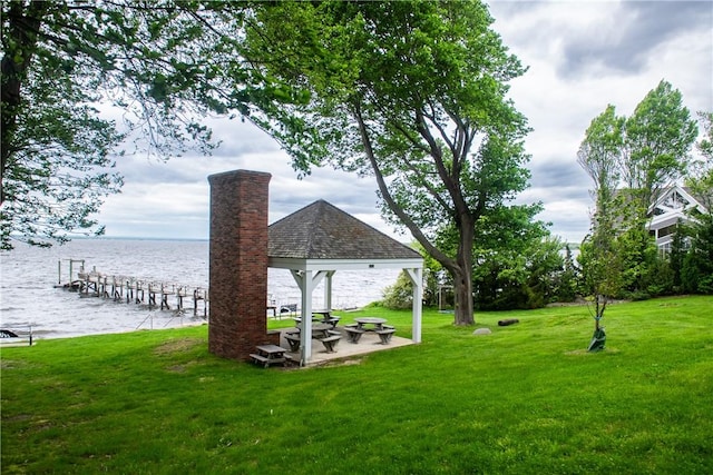 2 Cherry Ln, Bristol, RI 02809 - view of grassy yard with a water view and a gazebo