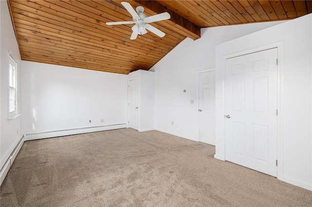 52 Pleasant View Rd, Warwick, RI 02888 - carpeted empty room featuring wooden ceiling, ceiling fan, baseboards, and baseboard heating