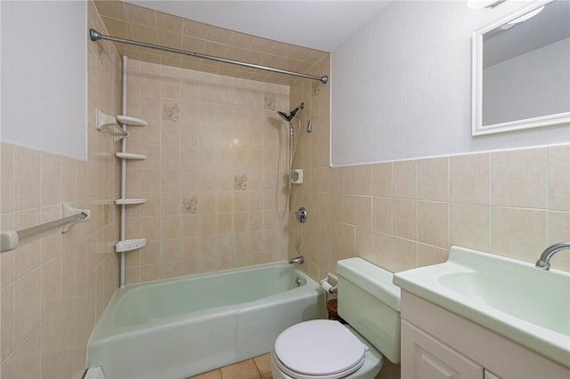 52 Pleasant View Rd, Warwick, RI 02888 - full bath featuring tile walls, toilet, bathing tub / shower combination, and vanity