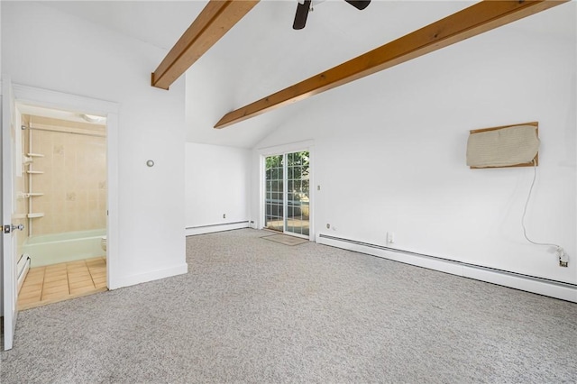 52 Pleasant View Rd, Warwick, RI 02888 - empty room with a baseboard heating unit, carpet floors, and a ceiling fan