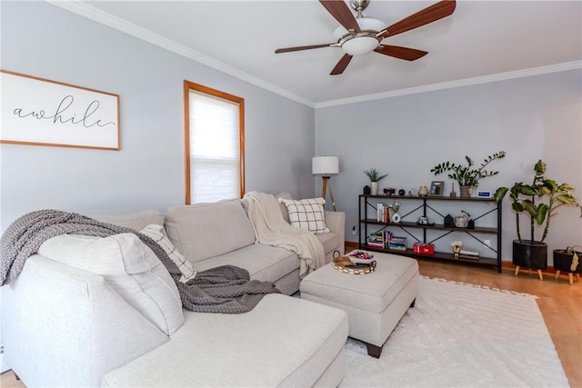 2 Ann St, North Providence, RI 02904 - living area featuring wood finished floors, crown molding, and ceiling fan