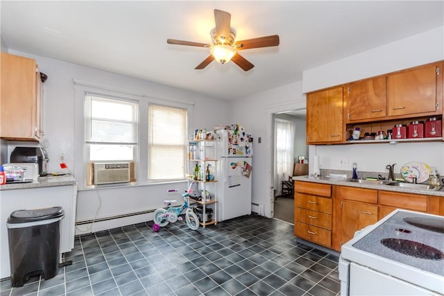 2 Ann St, North Providence, RI 02904 - kitchen with white appliances, a sink, healthy amount of natural light, and ceiling fan
