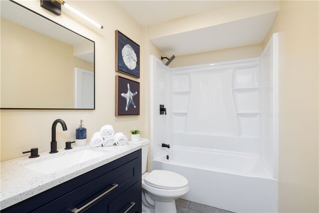 259 Buttonwoods Ave, Warwick, RI 02886 - full bathroom with vanity, toilet, shower / tub combination, and tile patterned floors
