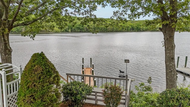 236 Indian Trl, Narragansett, RI 02874 - water view with a boat dock and a forest