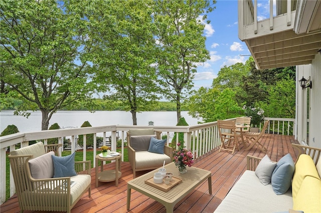 236 Indian Trl, Narragansett, RI 02874 - wooden deck featuring outdoor lounge area and a water view
