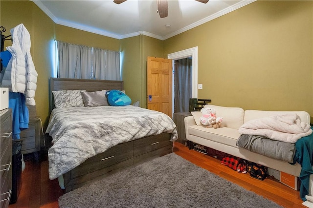 263 Front St, Lincoln, RI 02865 - bedroom featuring wood finished floors, crown molding, and ceiling fan