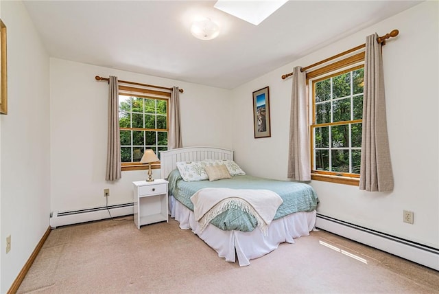 59 Intrepid Ln, Jamestown, RI 02835 - bedroom with baseboard heating, carpet flooring, and a skylight