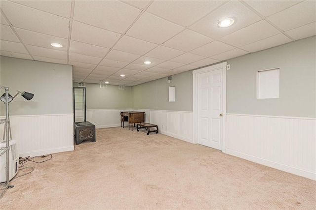 59 Intrepid Ln, Jamestown, RI 02835 - finished basement featuring wainscoting, carpet floors, recessed lighting, and a drop ceiling