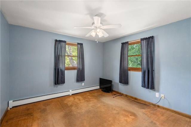 19 Cindy Ln, Coventry, RI 02816 - carpeted spare room with baseboard heating, baseboards, and ceiling fan