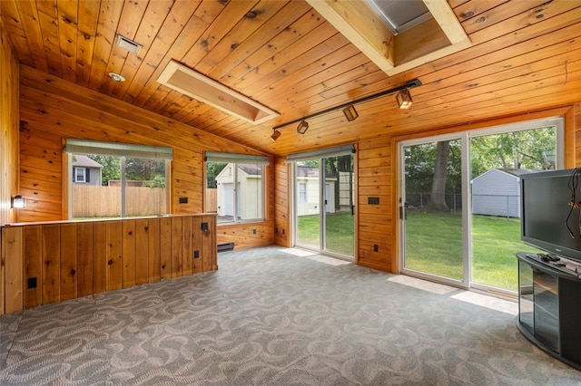 19 Cindy Ln, Coventry, RI 02816 - unfurnished sunroom featuring healthy amount of natural light, rail lighting, vaulted ceiling, and a skylight