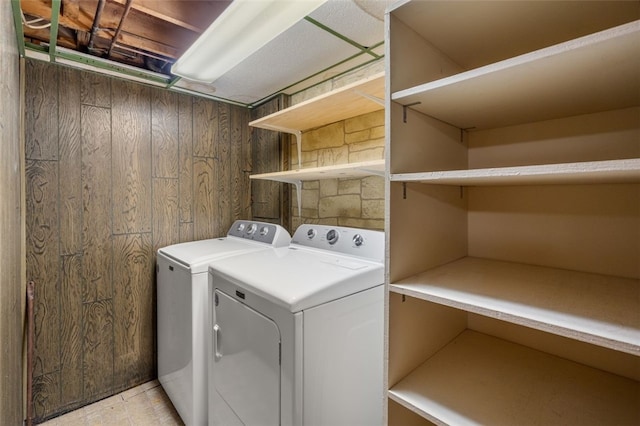 19 Cindy Ln, Coventry, RI 02816 - washroom featuring washer and clothes dryer and wooden walls
