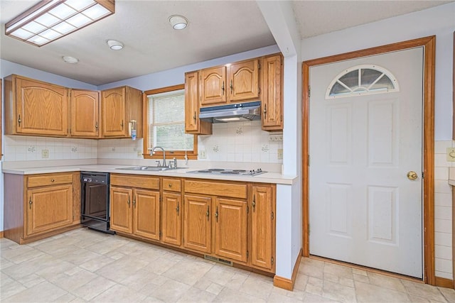 10 Joanth Ter, Westerly, RI 02891 - kitchen with black dishwasher, a sink, under cabinet range hood, white electric cooktop, and light countertops