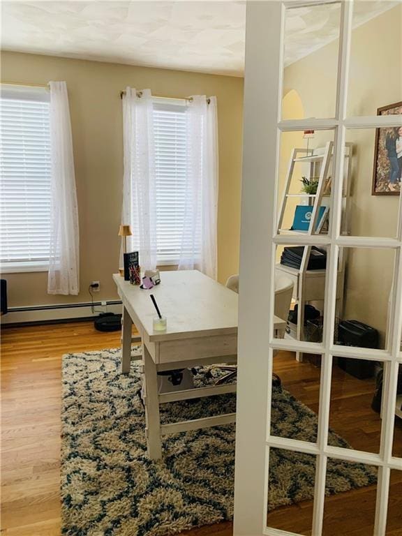20 Canton Ct, Cranston, RI 02921 - home office featuring plenty of natural light, baseboard heating, and wood finished floors
