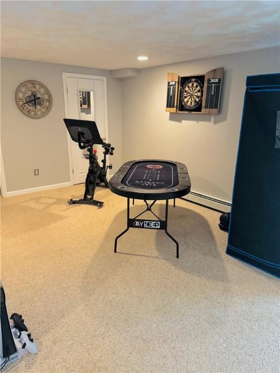 20 Canton Ct, Cranston, RI 02921 - playroom featuring carpet floors, a baseboard radiator, and baseboards