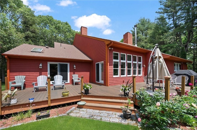 350 Austin Farm Rd, Exeter, RI 02822 - back of property with a chimney and a deck