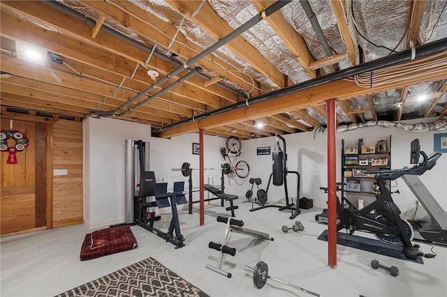 350 Austin Farm Rd, Exeter, RI 02822 - workout area featuring wooden walls