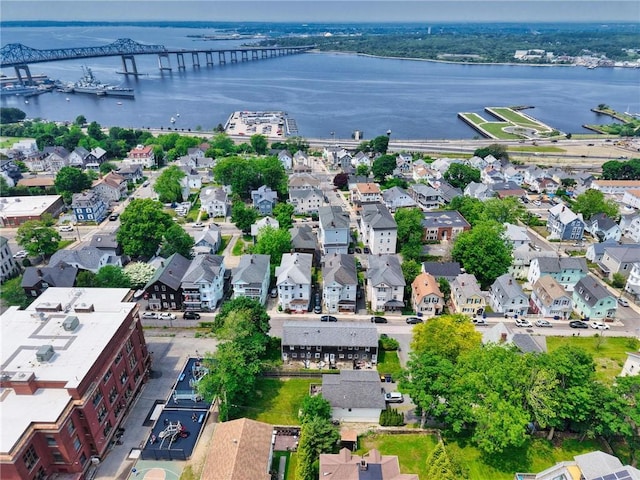 62 School St, Fall River, MA 02720 - aerial view of residential area featuring a notable bridge and a nearby body of water