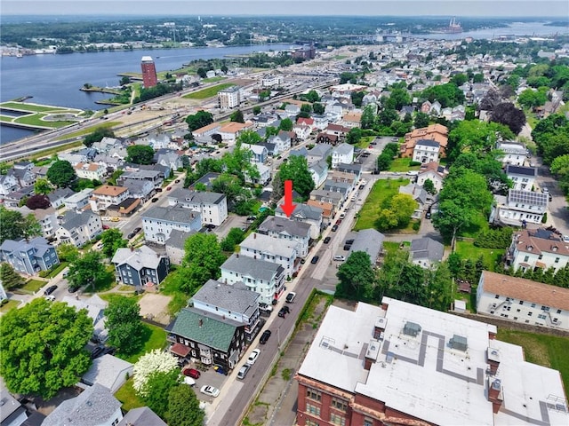 62 School St, Fall River, MA 02720 - aerial view of property's location featuring a nearby body of water and nearby suburban area