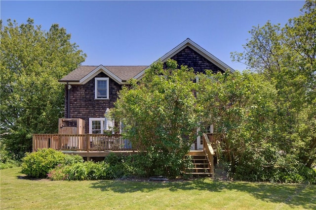 201 Paradise Ave, Middletown, RI 02842 - back of house with a yard and a deck