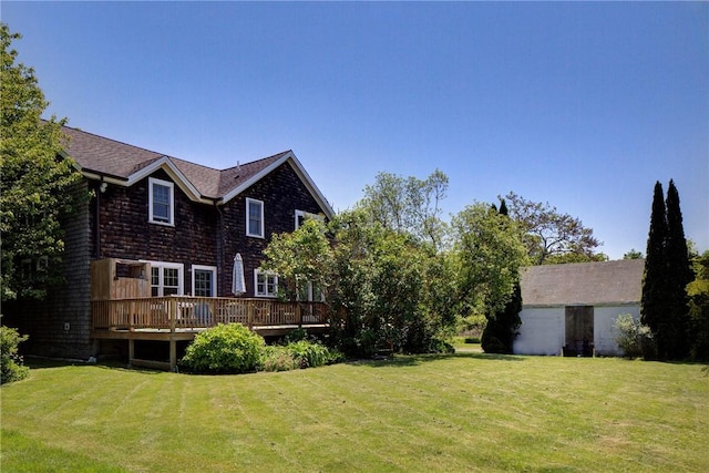 201 Paradise Ave, Middletown, RI 02842 - view of green lawn with a deck