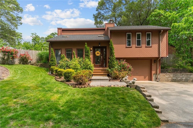68 Everglade Ave, Warwick, RI 02886 - view of front of property with driveway, an attached garage, and a chimney