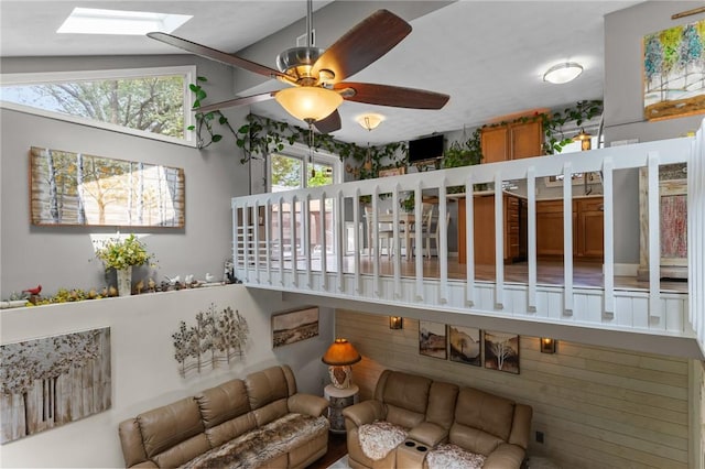 68 Everglade Ave, Warwick, RI 02886 - living room featuring a skylight and a ceiling fan