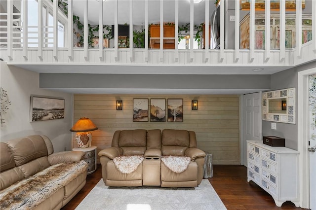 68 Everglade Ave, Warwick, RI 02886 - living room featuring wood walls, dark wood-style floors, and healthy amount of natural light