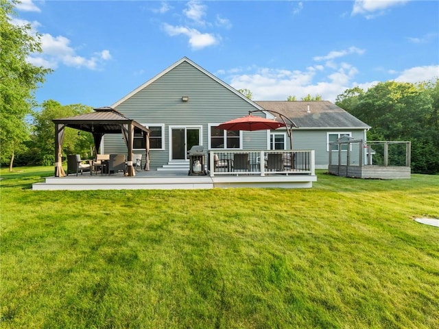 162 Pine Orchard Rd, Glocester, RI 02814 - rear view of property with a gazebo, a yard, and a wooden deck