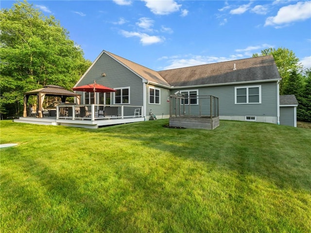 162 Pine Orchard Rd, Glocester, RI 02814 - back of house with a gazebo, a wooden deck, and a yard