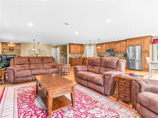 162 Pine Orchard Rd, Glocester, RI 02814 - living room featuring recessed lighting and light wood-style floors