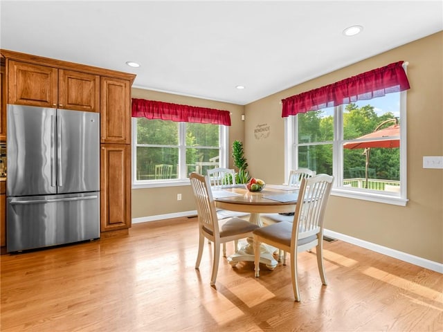 162 Pine Orchard Rd, Glocester, RI 02814 - dining space with baseboards, light wood-style floors, and recessed lighting