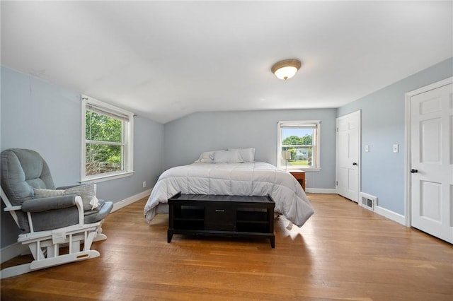 79 Pilgrim Dr, Warwick, RI 02888 - bedroom with multiple windows, light wood finished floors, baseboards, and vaulted ceiling