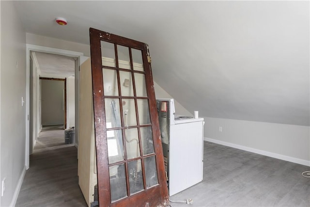 35 Laurel St, Pawtucket, RI 02860 - stairs featuring wood finished floors, baseboards, and lofted ceiling