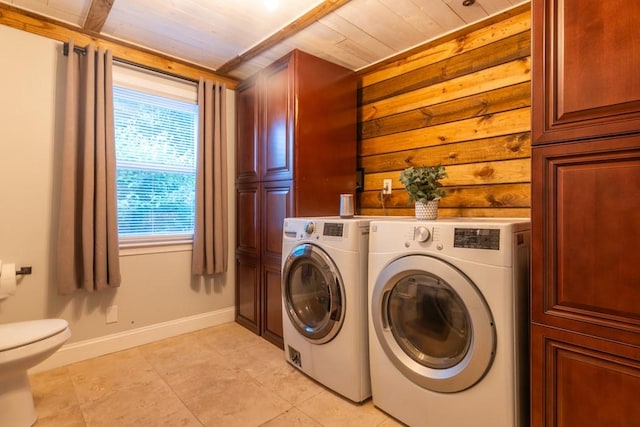 21 Baldwin Rd, Warwick, RI 02886 - washroom with washing machine and dryer, baseboards, and light tile patterned flooring