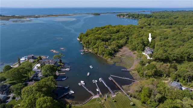 137 Cove Pt E, Charlestown, RI 02813 - aerial view of property and surrounding area with a nearby body of water