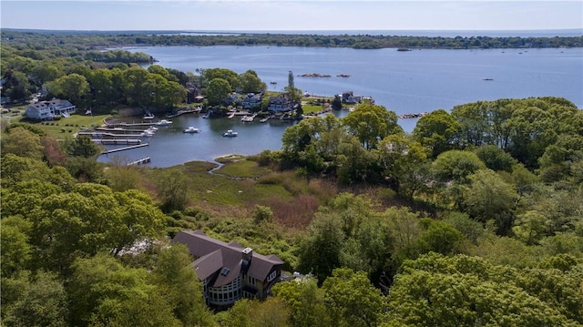 137 Cove Pt E, Charlestown, RI 02813 - bird's eye view of a nearby body of water and a heavily wooded area