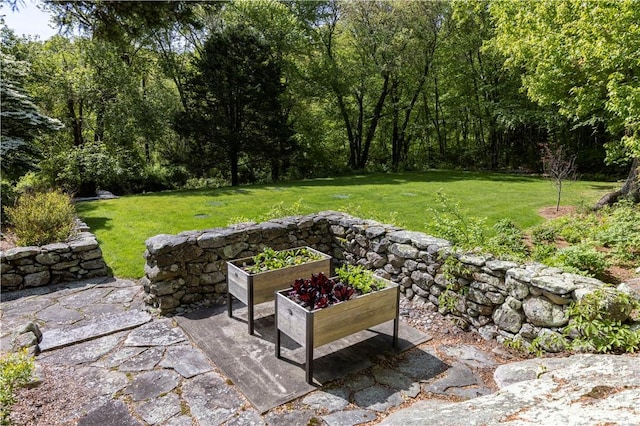 137 Cove Pt E, Charlestown, RI 02813 - view of patio featuring a garden