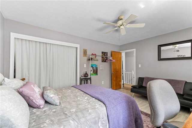 447 Stafford Rd Unit C3, Tiverton, RI 02878 - bedroom with wood finished floors and a ceiling fan
