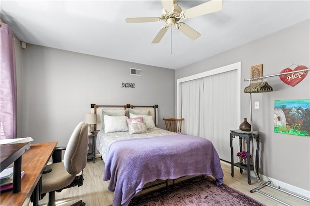 447 Stafford Rd Unit C3, Tiverton, RI 02878 - bedroom featuring wood finished floors, ceiling fan, a closet, and an office area