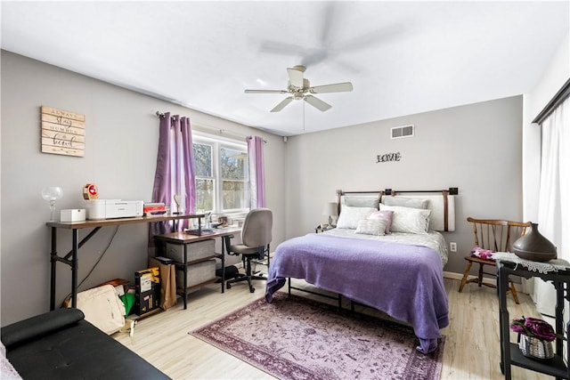 447 Stafford Rd Unit C3, Tiverton, RI 02878 - bedroom with light wood-style floors, an office area, and a ceiling fan
