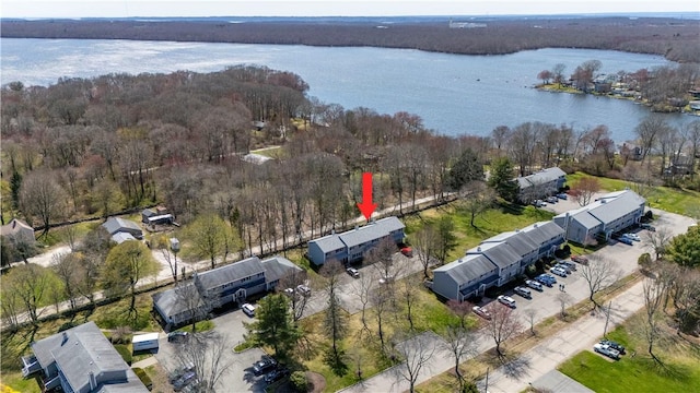 447 Stafford Rd Unit C3, Tiverton, RI 02878 - aerial view of property's location with a large body of water and a forest