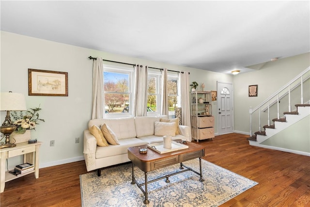 447 Stafford Rd Unit C3, Tiverton, RI 02878 - living area featuring wood finished floors and stairway
