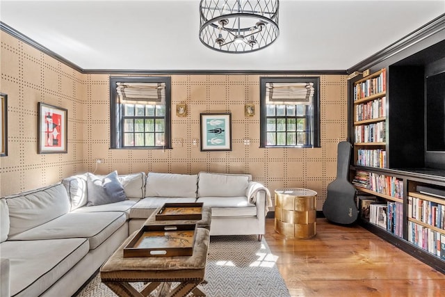 35 Second St, Newport, RI 02840 - living room featuring crown molding, wood finished floors, and plenty of natural light