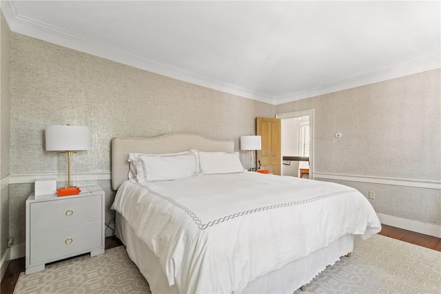 35 Second St, Newport, RI 02840 - bedroom with ornamental molding, wallpapered walls, and wood finished floors