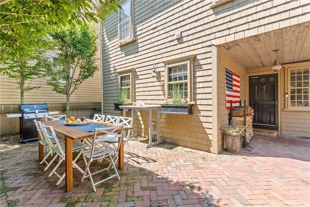 35 Second St, Newport, RI 02840 - view of patio featuring a grill and outdoor dining space