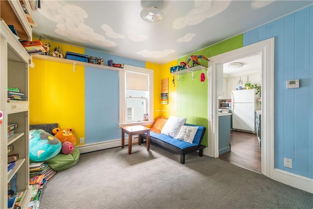 40 Highland St, Pawtucket, RI 02860 - rec room featuring baseboard heating and carpet floors