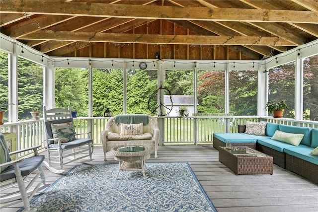 373 Fletcher Rd, North Kingstown, RI 02852 - sunroom featuring an outdoor living space and lofted ceiling