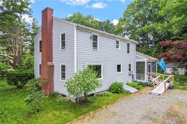 373 Fletcher Rd, North Kingstown, RI 02852 - back of property featuring a chimney