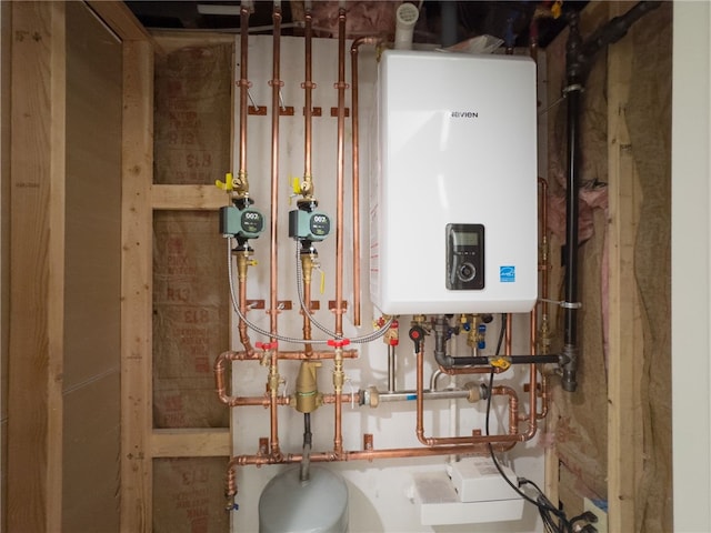 1314 Chalkstone Ave, Providence, RI 02908 - utility room with tankless water heater