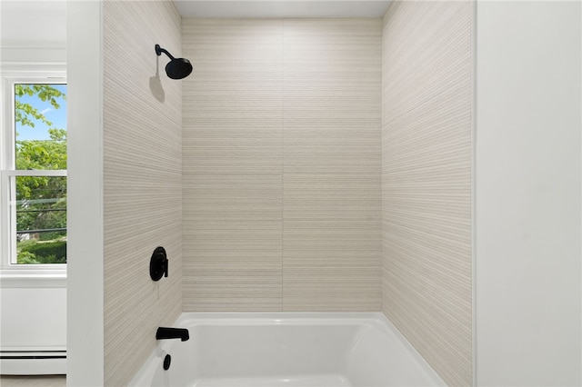 1314 Chalkstone Ave, Providence, RI 02908 - full bathroom featuring plenty of natural light, a baseboard heating unit, and tub / shower combination